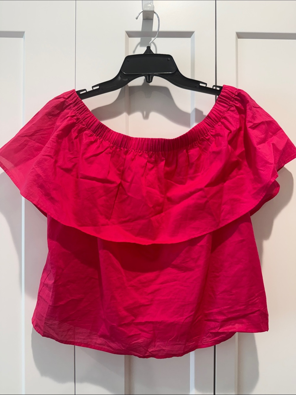 Off-Shoulder Ruffle Women's Top - Hot Pink